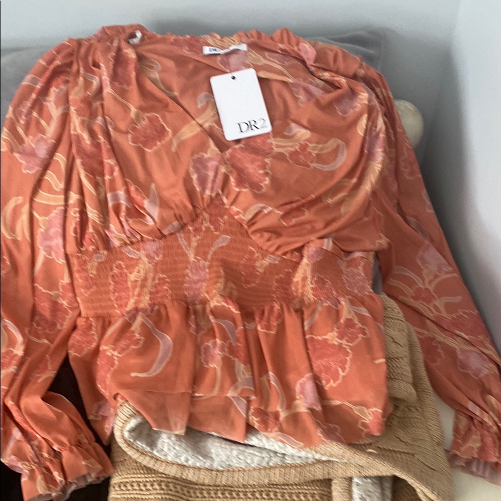 DR2 Women's Orange Floral Top